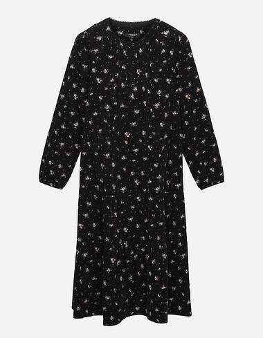 플라워 핀턱 기모 티어드 원피스