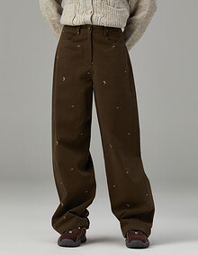 세미 배기핏 자수 팬츠