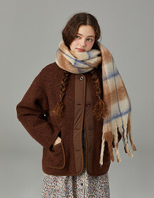 블루 체크 머플러