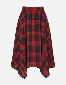 깅엄체크 밴딩 레이어드 스커트