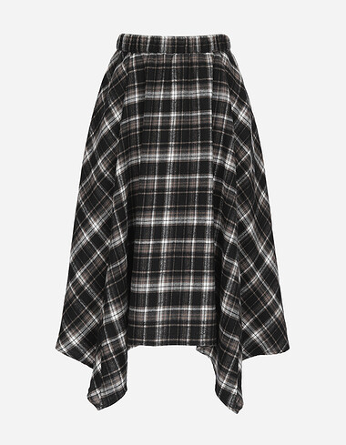 깅엄체크 밴딩 레이어드 스커트