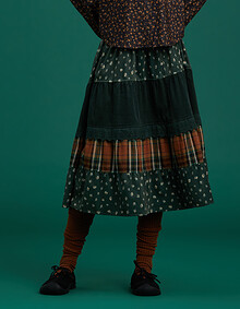 패턴 믹스 티어드 스커트