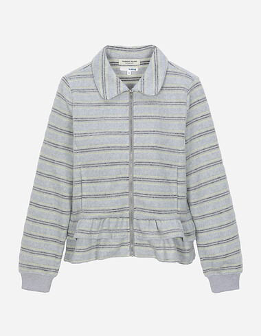 스트라이프 프릴 셔츠형 집업