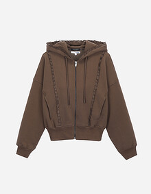 블루종 후드 기모 집업