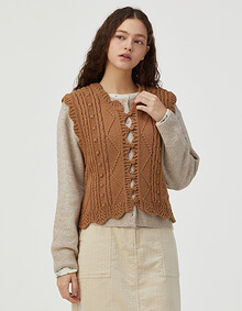 라운드넥 피셔맨 니트 베스트