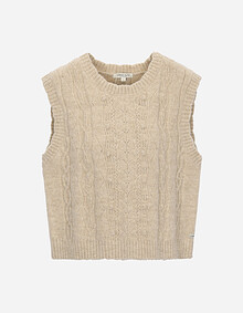 뒤 트임 케이블 니트 베스트