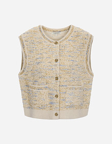 트위드 믹스 라운드넥 니트 베스트