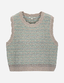 멀티 컬러 트위드 니트 베스트