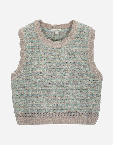 멀티 컬러 트위드 니트 베스트