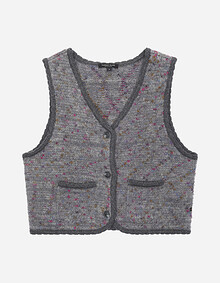 브이넥 부클 니트 베스트