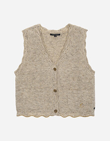 플라워 자수 브이넥 니트 베스트