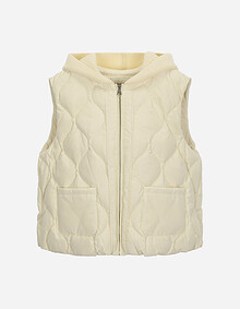 니트 후드 덕 다운 베스트