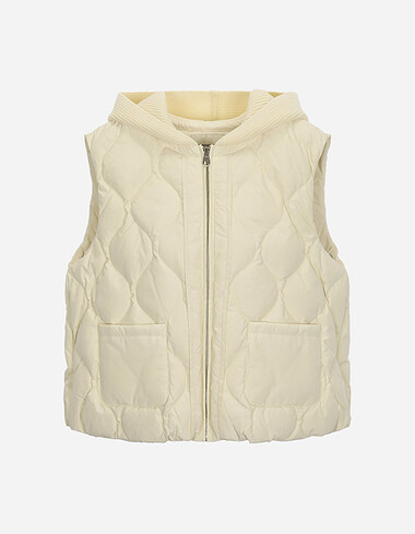 니트 후드 덕 다운 베스트