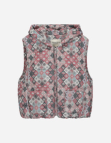 패턴 코듀로이 후드 베스트