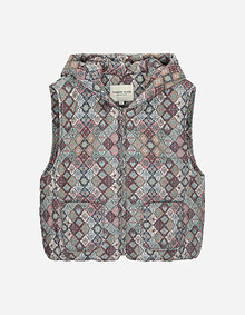 패턴 코듀로이 후드 베스트