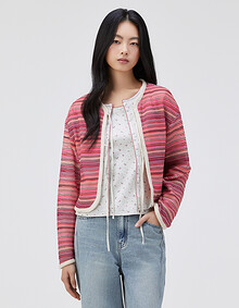 스트라이프 타이 블라우스