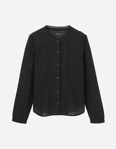 레이스 믹스 프릴 블라우스