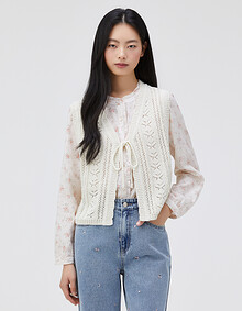 레이스 믹스 프린트 프릴 블라우스