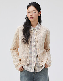 라운드넥 스칼럽 가디건