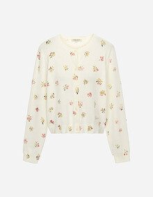 플라워 프린트 니트 가디건