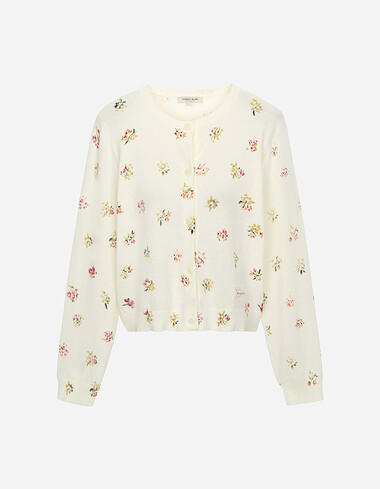 플라워 프린트 니트 가디건