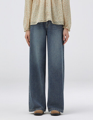 중청 세미 와이드 데님팬츠