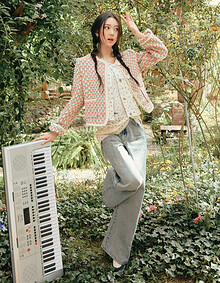 [KiiiKiii 착용] 빈티지 워싱 와이드 데님 팬츠