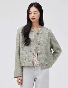 멜란지 컬러사 라운드넥 트위드 자켓