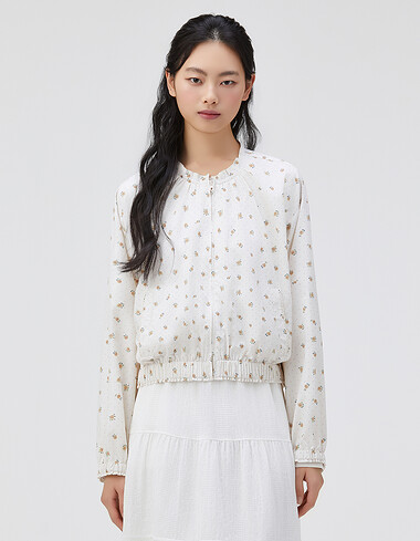 플라워 패턴 집업 점퍼