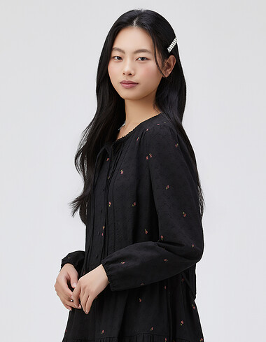 플라워 프린트 아일렛 원피스