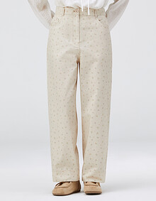 플라워 패턴 배기 팬츠