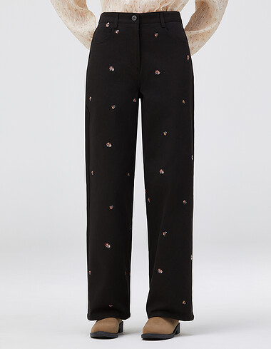 플라워 모티브 자수바지