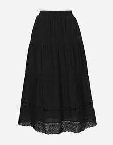 티어드 자가드 롱 스커트