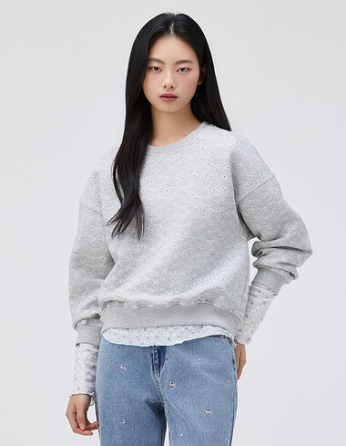 올오버 자수 패턴 스웻셔츠