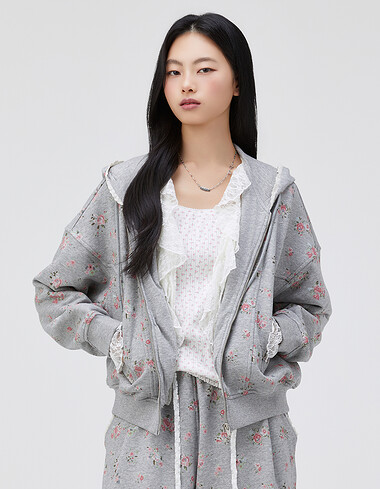 플라워 후드 집업