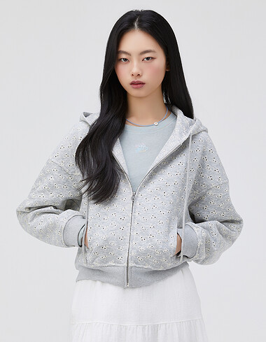 올오버 자수 패턴 후디 집업