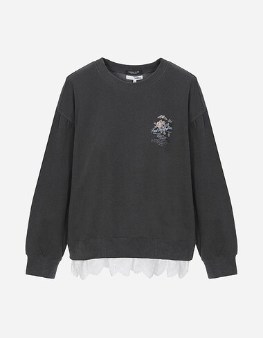 레이스 레이어드 스웻셔츠