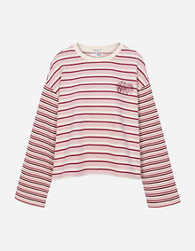 스트라이프 크롭 스웻셔츠