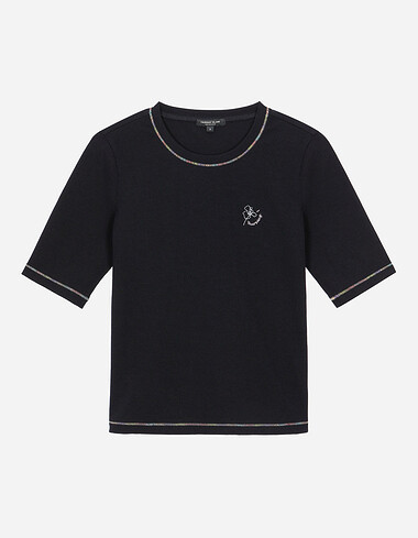 가이루빠 배색 슬림핏 티셔츠