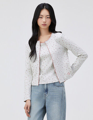 키치 프린트 가디건형 티셔츠