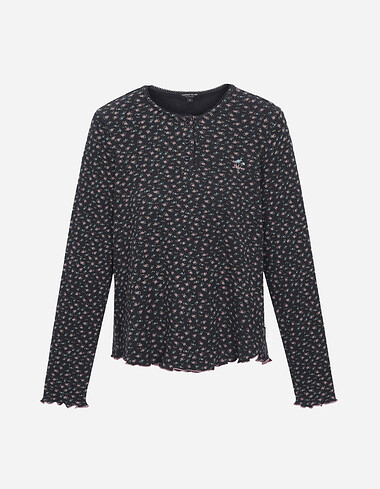 플라워 헨리넥 티셔츠