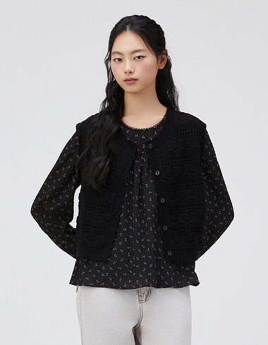 라운드넥 스카시 변형 니트 베스트