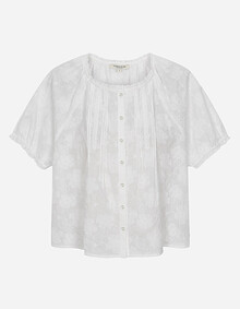 플라워자수 풀오픈 블라우스