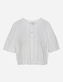 레이스 배색 핀턱 블라우스