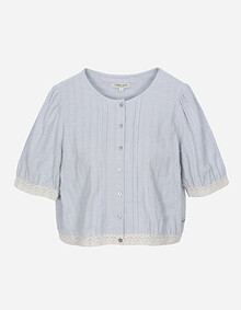 레이스 배색 핀턱 블라우스