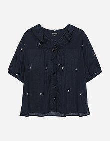 플라워자수 러플카라 블라우스