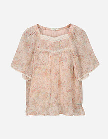 레이스 믹스 쉬폰 블라우스