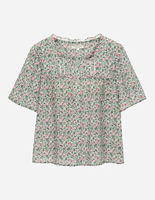 플라워 패턴 스퀘어 넥 블라우스