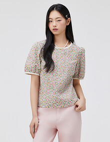 플라워 아일렛 자수 블라우스