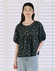 블루종 패턴 뒷넥 홀 패턴 블라우스